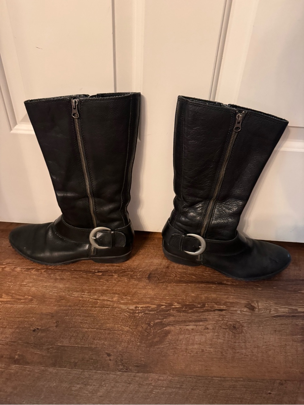 Boe Black Knee-High Buckle Boots